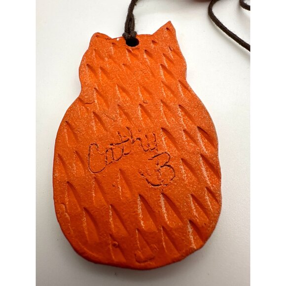 Boho Inspo Terracotta Owl Pendant Necklace Beads Adjustable Cord Art Piece Signe - Picture 5 of 5